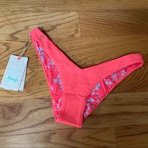 Coral Reversible Cheeky Bathing Suit Bottoms